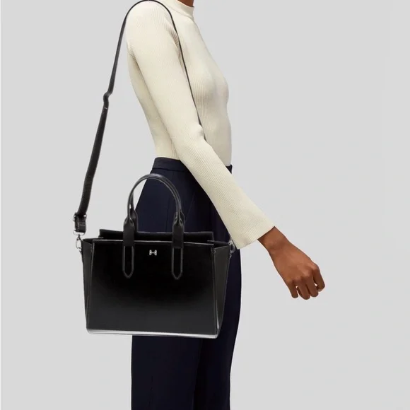 Halston Heritage Black Structured Leather Tote - Picture 7 of 7